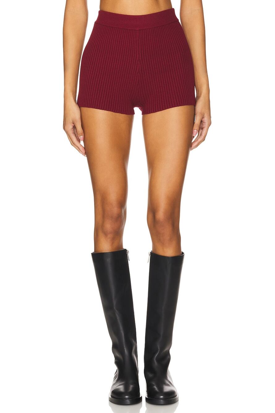 Lovers And Friends Ribbed Burgundy Aine Size XS Shorts